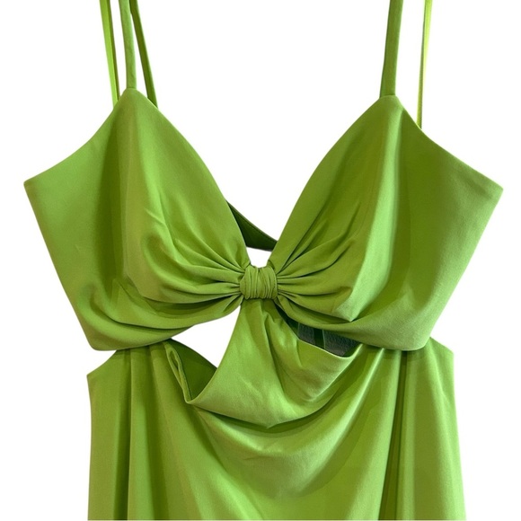 IEENA for Mac Duggal Cutout Strappy Back Column Dress Sz 8 Green Maxi Gown - Picture 6 of 15